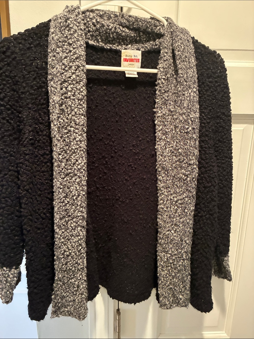 Ruby Road Favorites Open-Front Women’s Sweater Cardigan - Black and Gray